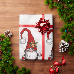 Merry Christmas,Glitter Bokeh Red Gnomes   Wrapping Paper