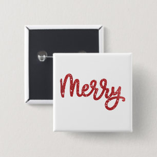 Merry Christmas Glitter Holiday  15 Cm Square Badge