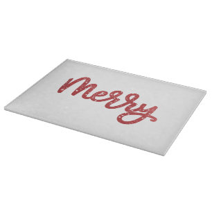 Merry Christmas Glitter Holiday Cutting Board