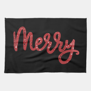 Merry Christmas Glitter Holiday Tea Towel