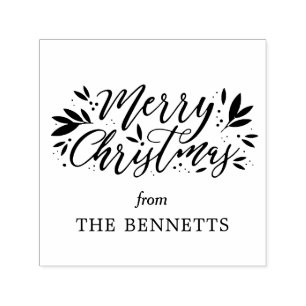 Merry Christmas Glow Custom Rubber Stamp