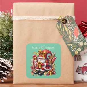 Merry Christmas gnome add text Square Sticker