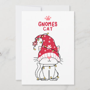 Merry Christmas Gnome Cat Holiday Card