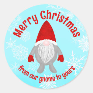 Merry Christmas Gnome Classic Round Sticker