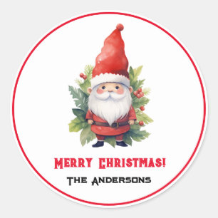 Merry Christmas Gnome Custom Classic Round Sticker