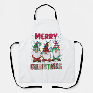 Merry Christmas Gnome Family Funny Xmas Tree Apron