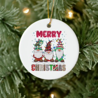Merry Christmas Gnome Family Funny Xmas Tree Ceramic Tree Decoration
