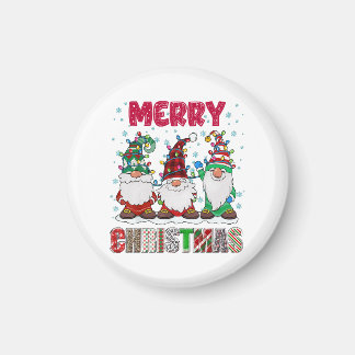 Merry Christmas Gnome Family Funny Xmas Tree Magnet