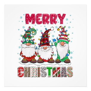 Merry Christmas Gnome Family Funny Xmas Tree Photo Print