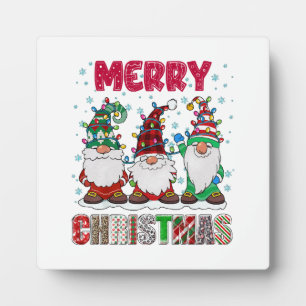 Merry Christmas Gnome Family Funny Xmas Tree Plaque