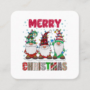 Merry Christmas Gnome Family Funny Xmas Tree Square Business Card