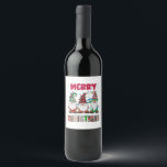 Merry Christmas Gnome Family Funny Xmas Tree Wine Label<br><div class="desc">Merry Christmas Gnome Family Funny Xmas Tree</div>