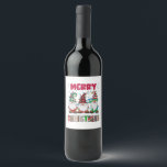 Merry Christmas Gnome Family Funny Xmas Tree Wine Label<br><div class="desc">Merry Christmas Gnome Family Funny Xmas Tree</div>