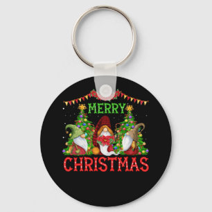 Merry Christmas Gnome Family Xmas Key Ring