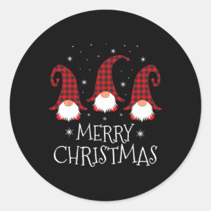 Merry Christmas Gnome Funny Xmas Gnomes Group Fami Classic Round Sticker