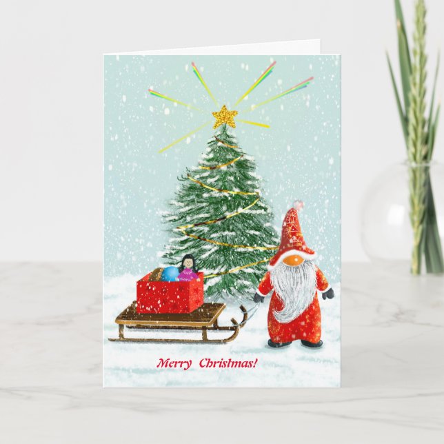 Merry Christmas Gnome Greeting Card (Front)