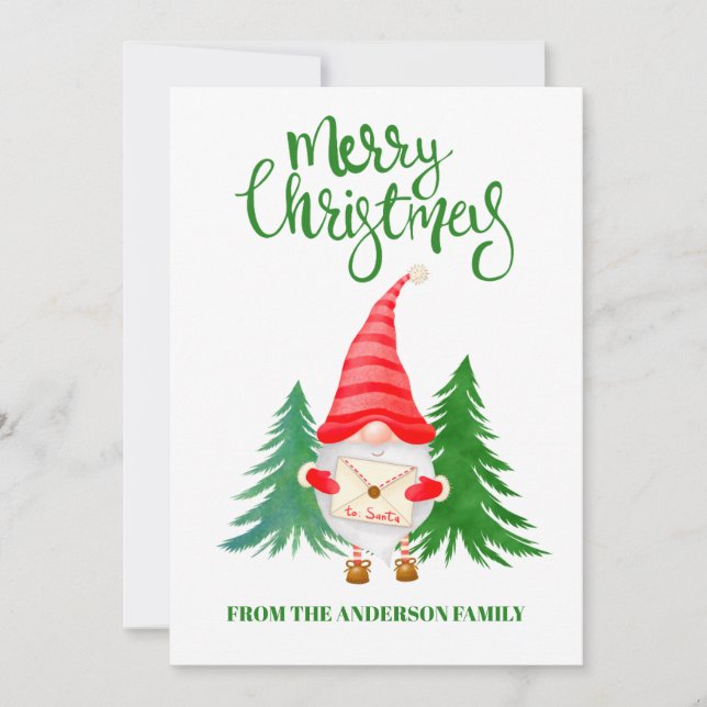 Merry Christmas Gnome Greeting Holidays Cards (Front)