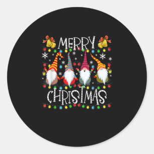 Merry Christmas Gnome Matching Family Party Pajama Classic Round Sticker