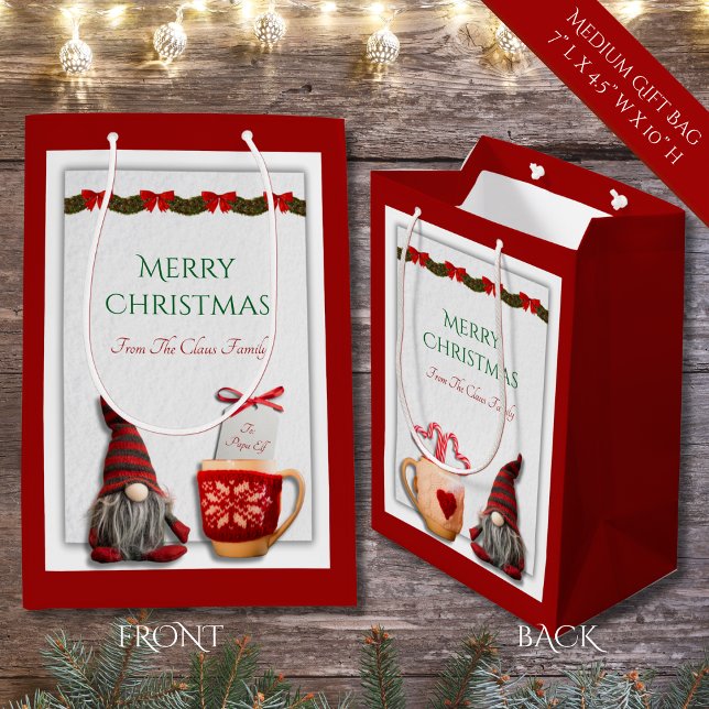 Merry Christmas Gnome Medium Gift Bag (Merry Christmas Gnome Medium Gift Bag)