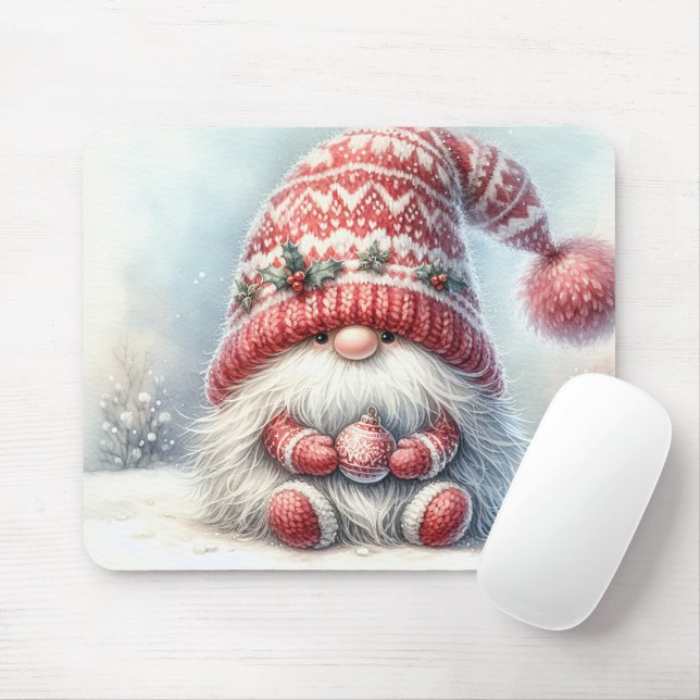 Merry Christmas Gnome Mouse Mat (With Mouse)