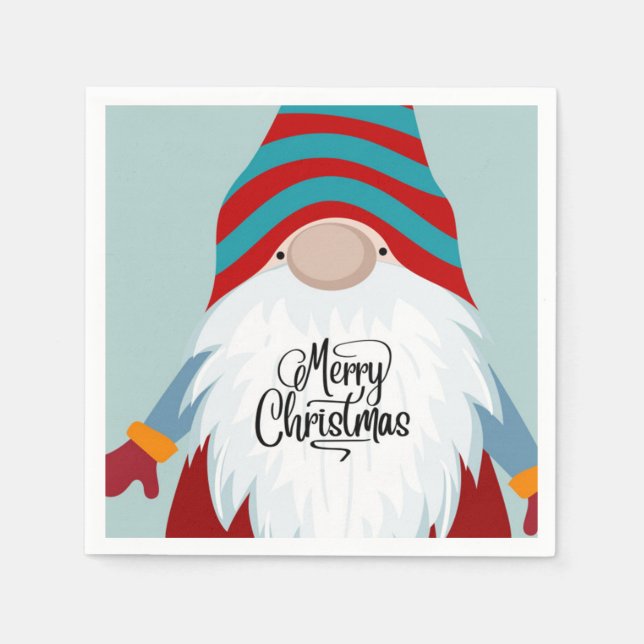 Merry Christmas Gnome Napkin (Front)
