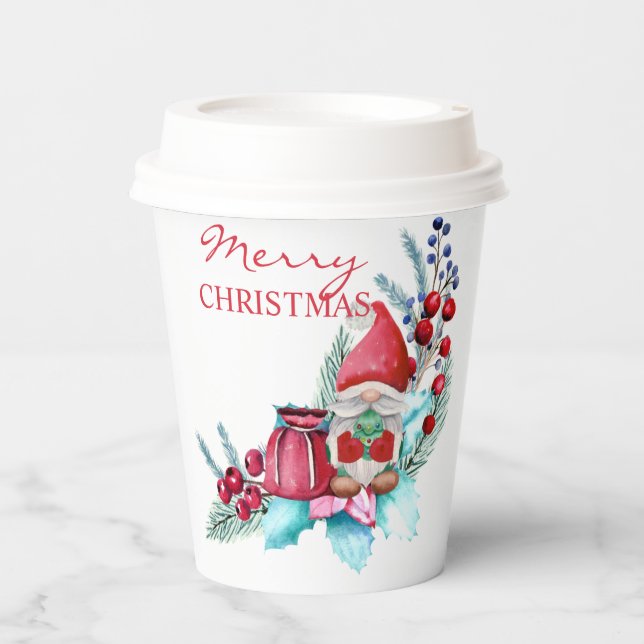Merry Christmas Gnome  Paper Cups (Front)