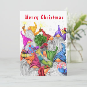 Merry Christmas Gnome Party Cartoon Drawing