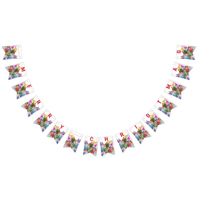 Merry Christmas Gnome Party Cartoon Drawing - Fun Bunting (All)