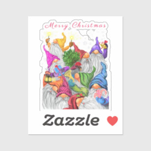 Merry Christmas Gnome Party Cartoon Drawing Funny 