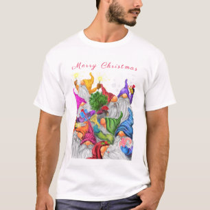 Merry Christmas Gnome Party Cartoon Drawing  T-Shirt