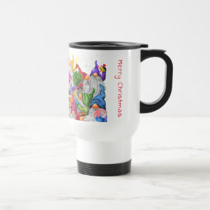 Merry Christmas Gnome Party Cartoon Drawing  Travel Mug