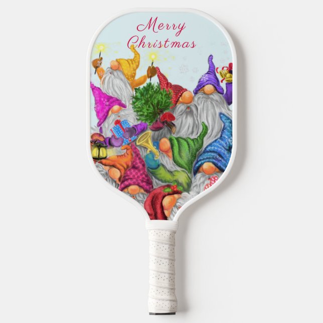 Merry Christmas Gnome Party Pickleball Paddle (Front)