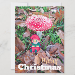 Merry Christmas, gnome pixel art, Pixel Art Holiday Card