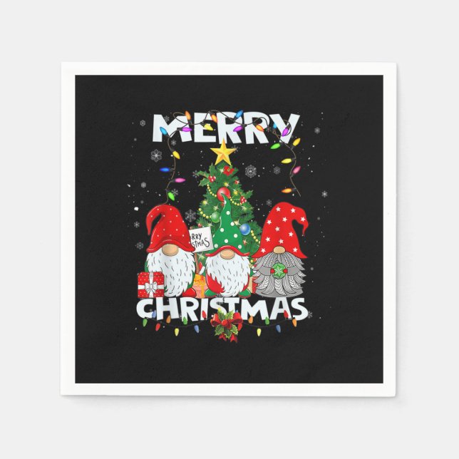 Merry Christmas Gnome Shirt Funny Family Xmas Boys Napkin (Front)