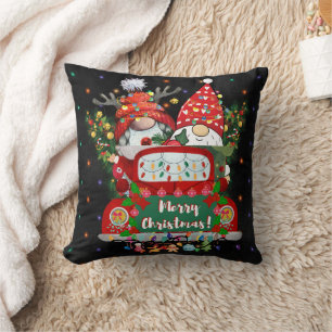 Merry Christmas Gnome Throw Pillow