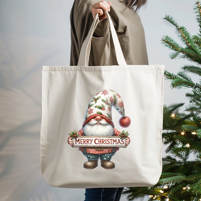Merry Christmas Gnome Tote Bag (Creator Uploaded)