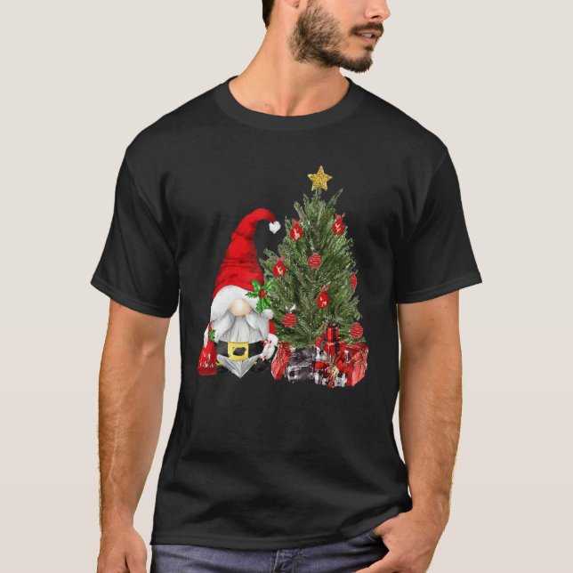 Merry Christmas  Gnome With Christmas Tree Xmas T-Shirt (Front)