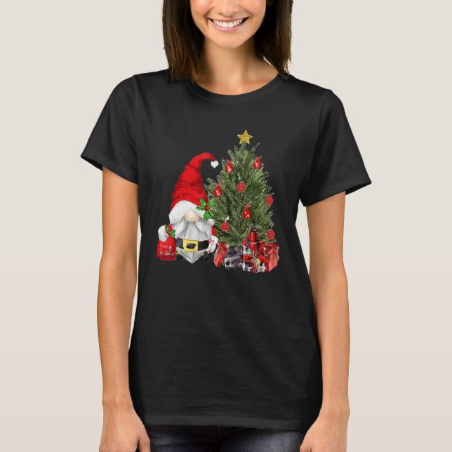 Merry Christmas  Gnome With Christmas Tree Xmas T-Shirt (Front)