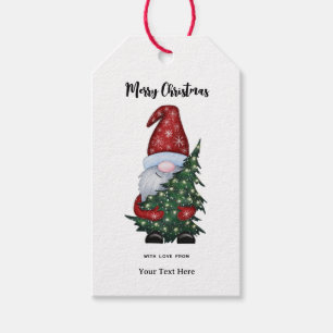 Merry Christmas Gnome With Glitter Christmas Tree Gift Tags