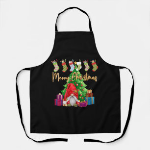 Merry Christmas gnome with his Christmas tree and Apron