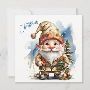 Merry Christmas Gnome with Holiday Decorations Card