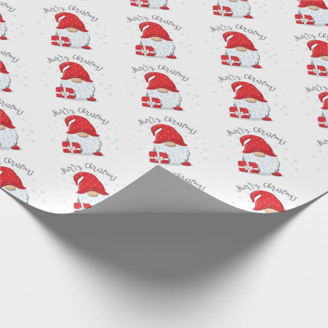 Merry Christmas Gnome Wrapping Paper (Corner)