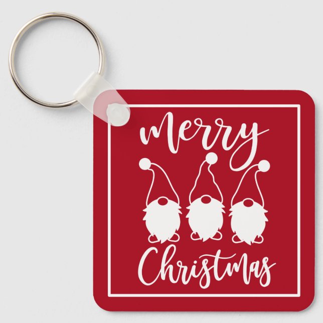 Merry Christmas Gnomes-45762 Key Ring (Front)
