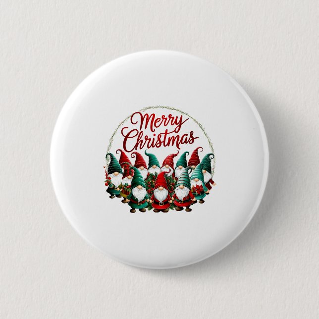 Merry Christmas Gnomes  6 Cm Round Badge (Front)