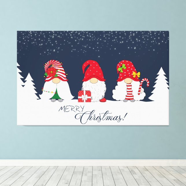 Merry Christmas Gnomes Canvas Print (Insitu(Wood Floor))