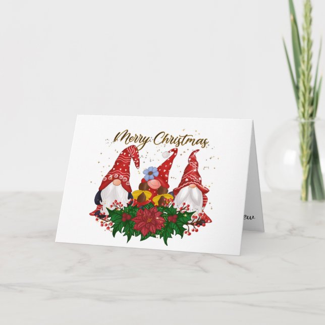 Merry Christmas Gnomes Christmas Card (Front)