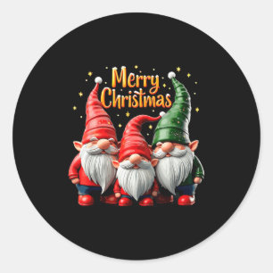 Merry Christmas Gnomes Cozy Winter Gatherings  Classic Round Sticker
