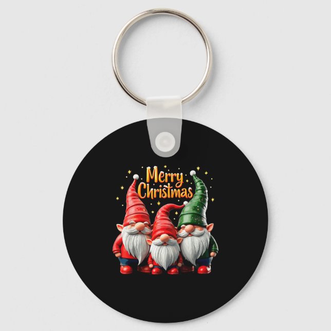 Merry Christmas Gnomes Cozy Winter Gatherings  Key Ring (Front)