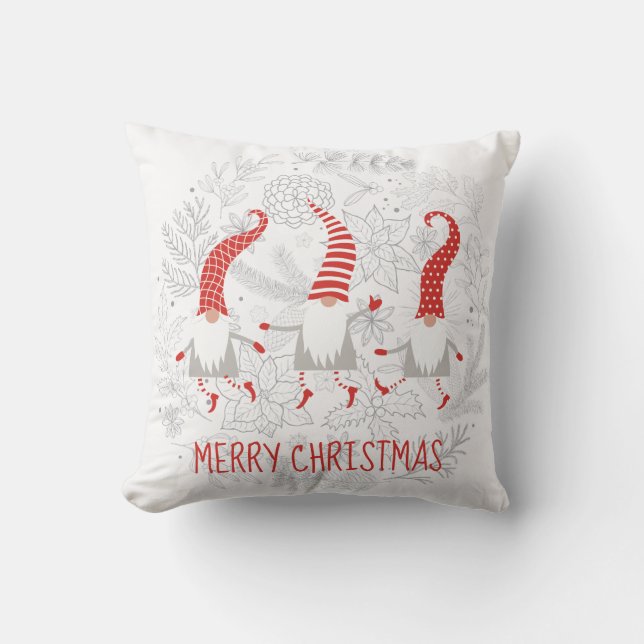 Merry Christmas Gnomes Cushion (Front)