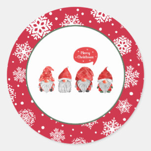 Merry Christmas Gnomes Cute Festive Classic Round Sticker